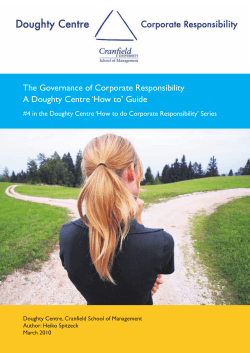 The Governance of Corporate Responsibility A Doughty Centre ‘How to’ Guide