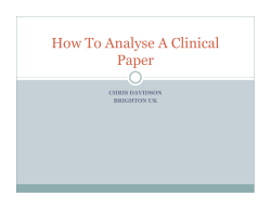 How To Analyse A Clinical Paper CHRIS DAVIDSON BRIGHTON UK