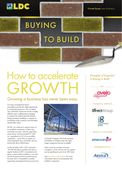 GROWTH How to accelerate BUYING TO BUILD