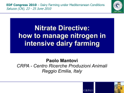 Nitrate Directive: how to manage nitrogen in intensive dairy farming Paolo Mantovi