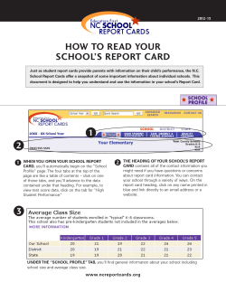 HOW TO READ YOUR SCHOOL’S REPORT CARD