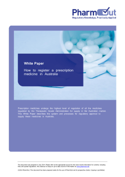 White Paper How to register a prescription medicine in Australia