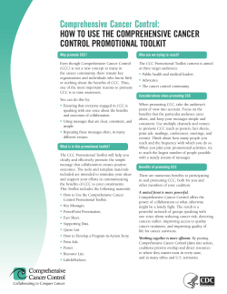 Comprehensive Cancer Control: HOW TO USE THE COMPREHENSIVE CANCER CONTROL PROMOTIONAL TOOLKIT