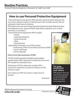 Routine Practices How to use Personal Protective Equipment
