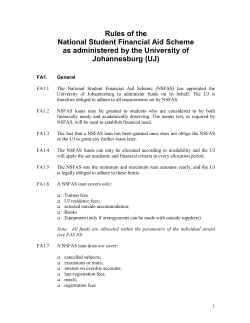 Rules of the National Student Financial Aid Scheme Johannesburg (UJ)