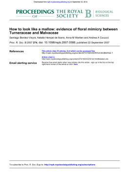 How to look like a mallow: evidence of floral mimicry... Turneraceae and Malvaceae , doi: 10.1098/rspb.2007.0588