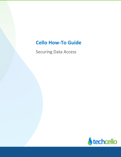 Cello How-To Guide Securing Data Access
