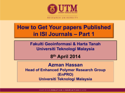How to Get Your papers Published – Part 1 in ISI Journals