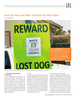 101 ////////////////////////////////////////////////////////////////// How To Find Lost Pets: A Primer for the Public