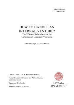 HOW TO HANDLE AN INTERNAL VENTURE?  The Effect of Relatedness on the