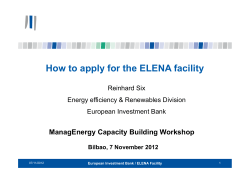 How to apply for the ELENA facility ManagEnergy Capacity Building Workshop