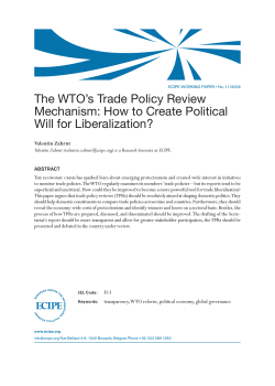 The WTO’s Trade Policy Review Mechanism: How to Create Political Valentin Zahrnt
