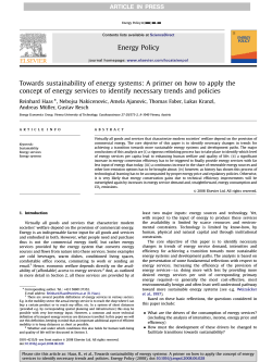 Towards sustainability of energy systems: A primer on how to... concept of energy services to identify necessary trends and policies