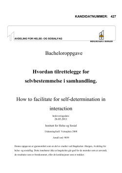 Bacheloroppgave How to facilitate for self-determination in interaction