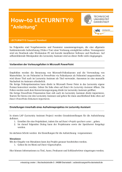 How--to LECTURNITY® “Anleitung” LECTURNITY® Support Handout