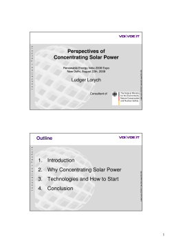 1. Introduction 2. Why Concentrating Solar Power Perspectives of Concentrating Solar Power