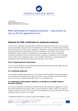 EMA certificates of medicinal products - instructions on