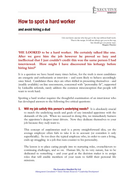E How to spot a How to spot a hard worker hard worker