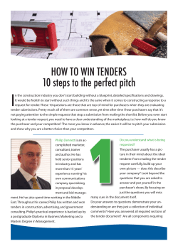 I HOW TO WIN TENDERS 10 steps to the perfect pitch