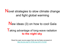 N T ovel strategies to slow climate change and fight global warming