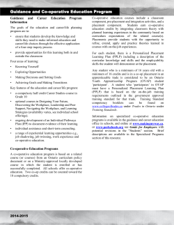 Guidance and Co-operative Education Program Guidance and