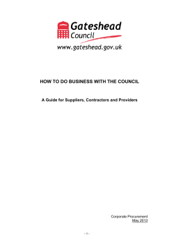 HOW TO DO BUSINESS WITH THE COUNCIL Corporate Procurement