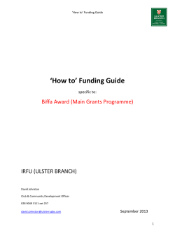 ‘How to’ Funding Guide  Biffa Award (Main Grants Programme) IRFU (ULSTER BRANCH)