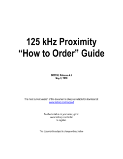 125 kHz Proximity “How to Order” Guide