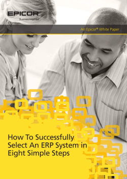 How To Successfully Select An ERP System in Eight Simple Steps An Epicor