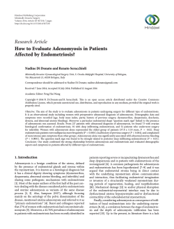 Research Article How to Evaluate Adenomyosis in Patients Affected by Endometriosis?