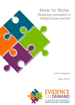 How to Note: Reducing corruption in infrastructure sectors John Hawkins
