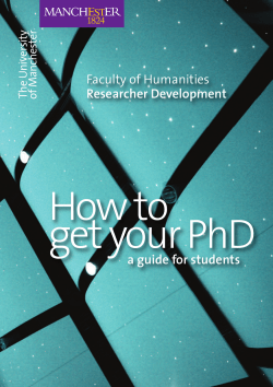 How to get your PhD Faculty of Humanities Researcher Development