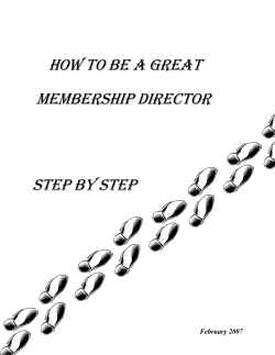 HOW TO BE A GREAT  MEMBERSHIP DIRECTOR STEP BY STEP