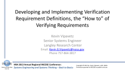 Developing and Implementing Verification Requirement Definitions, the “How to” of Verifying Requirements