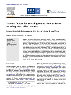 Success factors for sourcing teams: How to foster sourcing team effectiveness