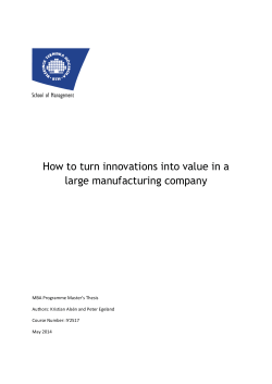 How to turn innovations into value in a large manufacturing company