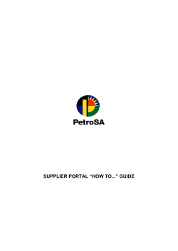 SUPPLIER PORTAL “HOW TO...” GUIDE