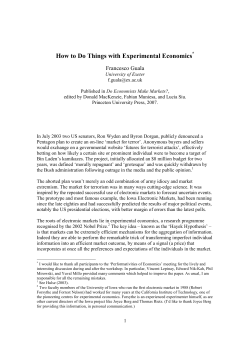 How to Do Things with Experimental Economics Francesco Guala