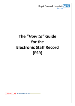 How to” for the Electronic Staff Record (ESR)