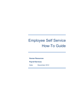 Employee Self Service How-To Guide Human Resources