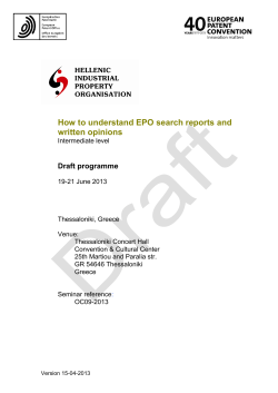 How to understand EPO search reports and written opinions  Draft programme