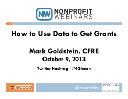 How to Use Data to Get Grants  Mark Goldstein, CFRE