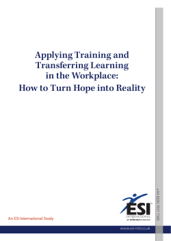 Applying Training and Transferring Learning in the Workplace: