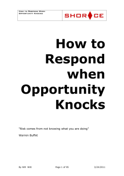 How to Respond when Opportunity