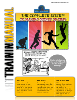 TRAININ MANUAL WHAT TO DO WHEN TO DO IT