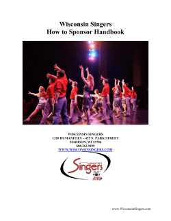 Wisconsin Singers How to Sponsor Handbook www.WisconsinSingers.com