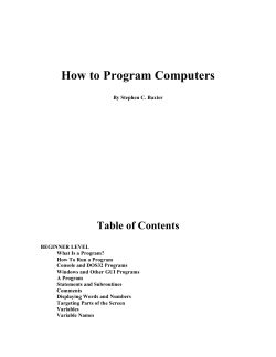 How to Program Computers Table of Contents