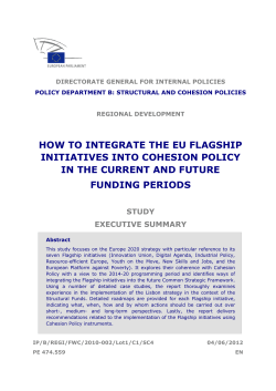 HOW TO INTEGRATE THE EU FLAGSHIP INITIATIVES INTO COHESION POLICY FUNDING PERIODS