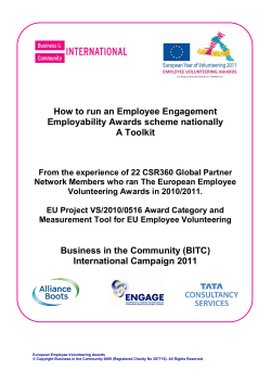 How to run an Employee Engagement Employability Awards scheme nationally A Toolkit