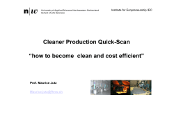 FH Cleaner Production Quick-Scan “how to become  clean and cost efficient”